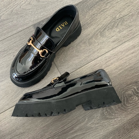 ASOS- RAID Monster chunky loafers in black patent. - Picture 2 of 2